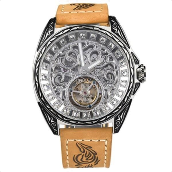 Sapphire Diamond Crystal Skeleton Tourbillon Wrist Watch