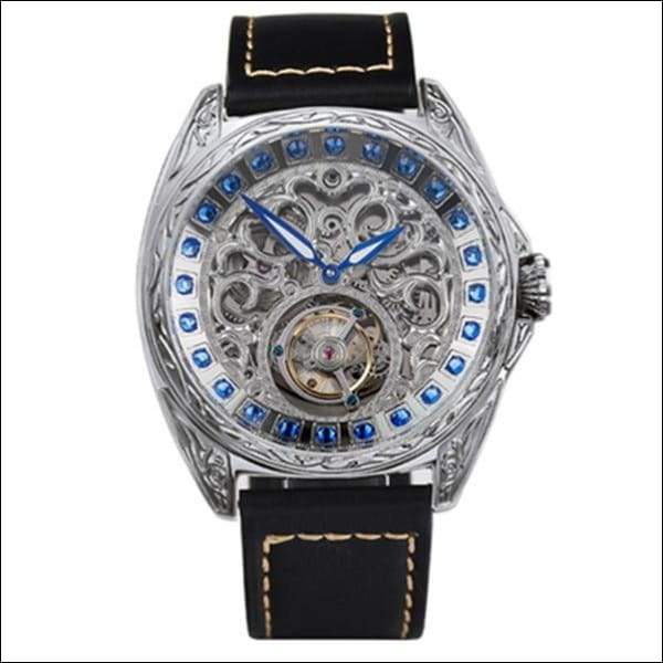 Sapphire Diamond Crystal Skeleton Tourbillon Wrist Watch